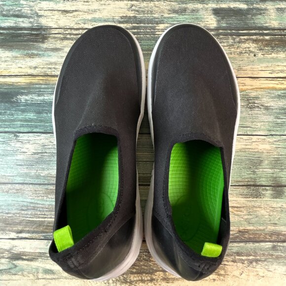 OOFOS Slip On Shoes OOmg eeZee Womens 8.5 Black Fabric Recovery Loafer Comfort - Picture 4 of 10